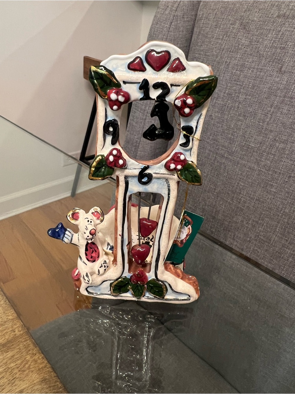 Vintage Hickory Dickory Dock Mouse clock tea light hand painted candle holder